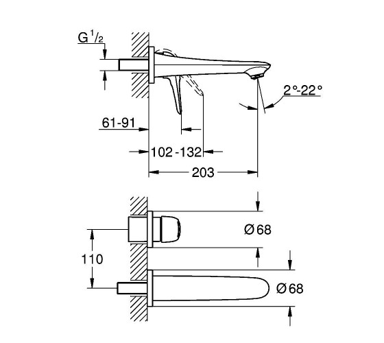Змішувач для раковини прихованого монтажу Grohe Eurostyle (19571003)