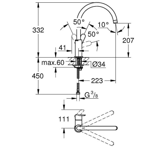 Змішувач для кухні Grohe Eurosmart Cosmopolitan (31481001)