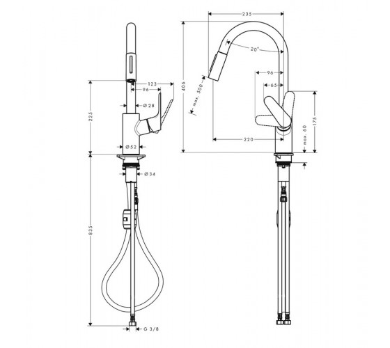 Смеситель для кухни Hansgrohe Focus черный матовый (31815670)