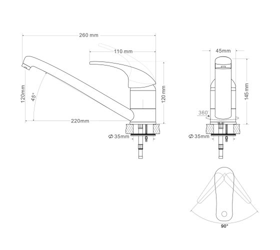 Смеситель для кухни RJ BARON (RBZ014-6)