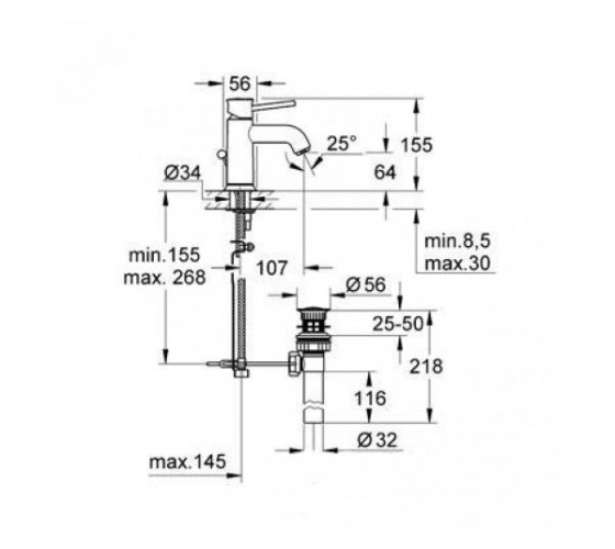 Змішувач для раковини Grohe BauClassic (23161000)