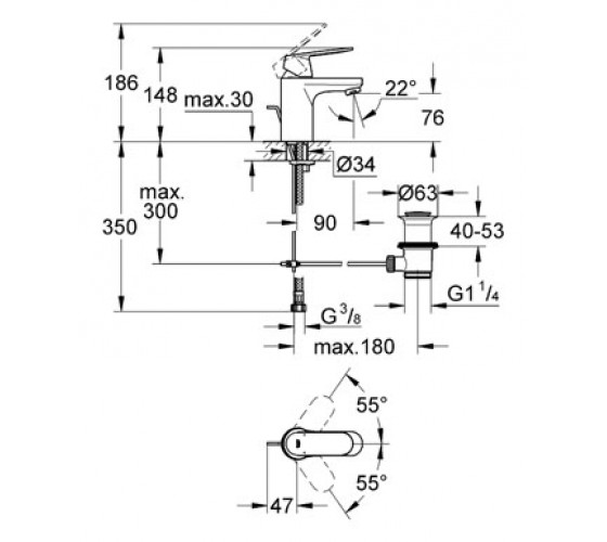 Змішувач для раковини Grohe Eurosmart Cosmopolitan (32825000)