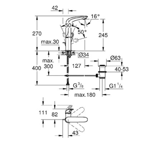 Змішувач для раковини Grohe Eurostyle (23569003)