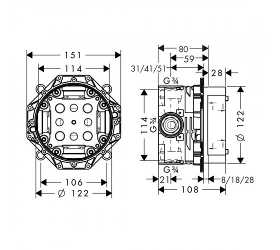Прихована частина Hansgrohe Ibox universal (01800180)