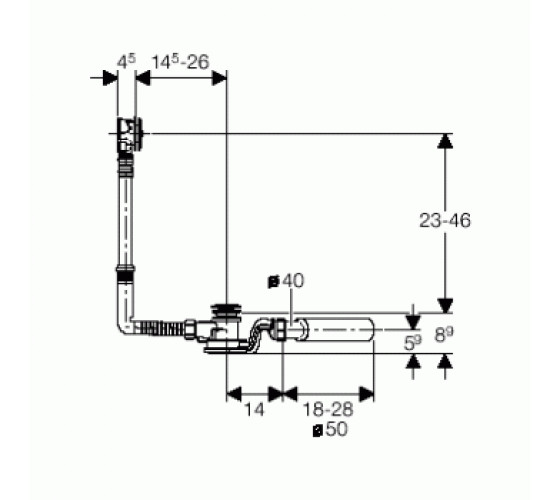 Злив-перелив для ванни Geberit Uniflex 150.755.21.1